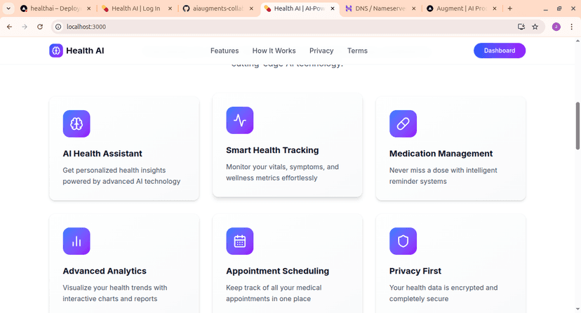 AI Health Assistant dashboard