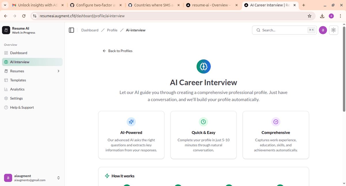 Resume Builder Interface